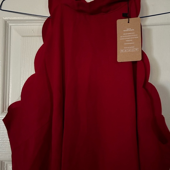 SHEIN red a-line dress with tie back of neck, size 1X, new with tags - Picture 6 of 8